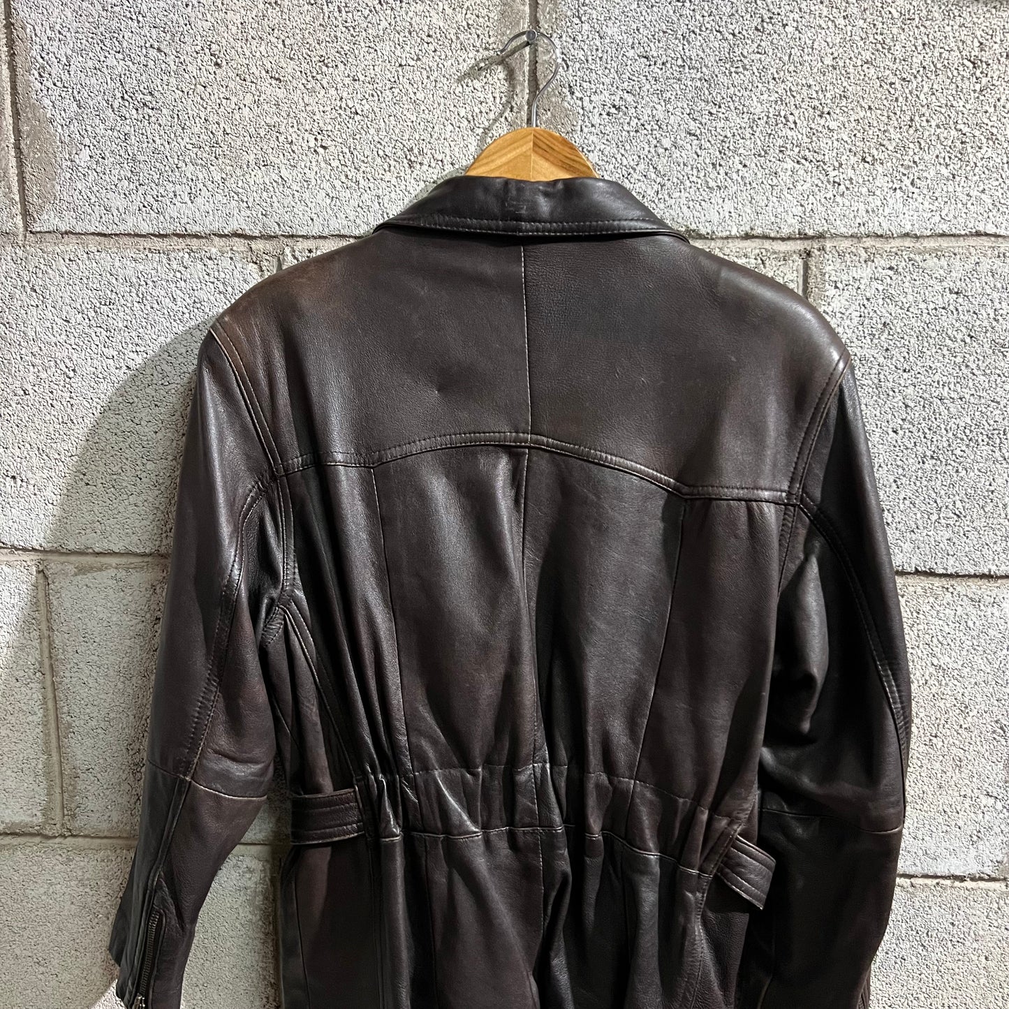 Giacca in pelle marrone M