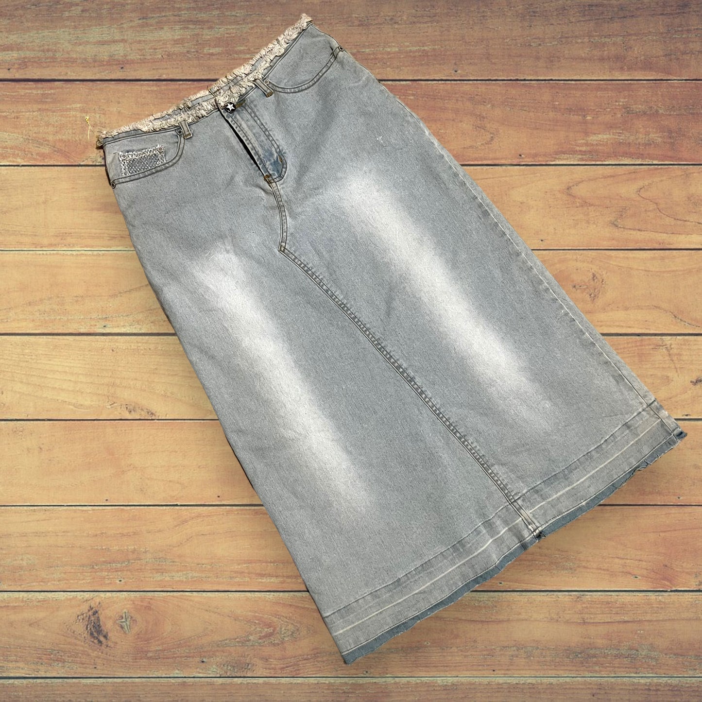 Gonna jeans chiaro rete argento M/L