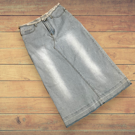 Gonna jeans chiaro rete argento M/L