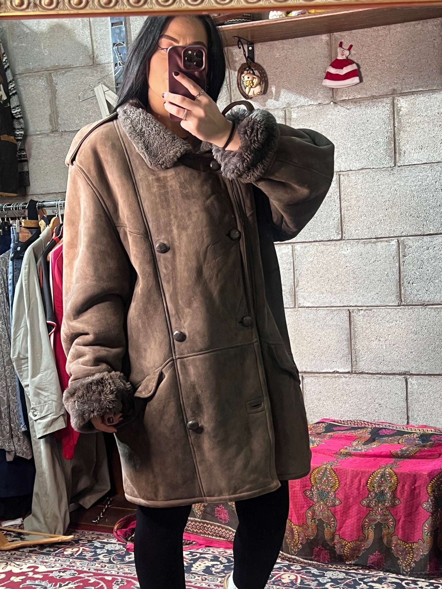 Shearling marrone scuro 52 L/XL