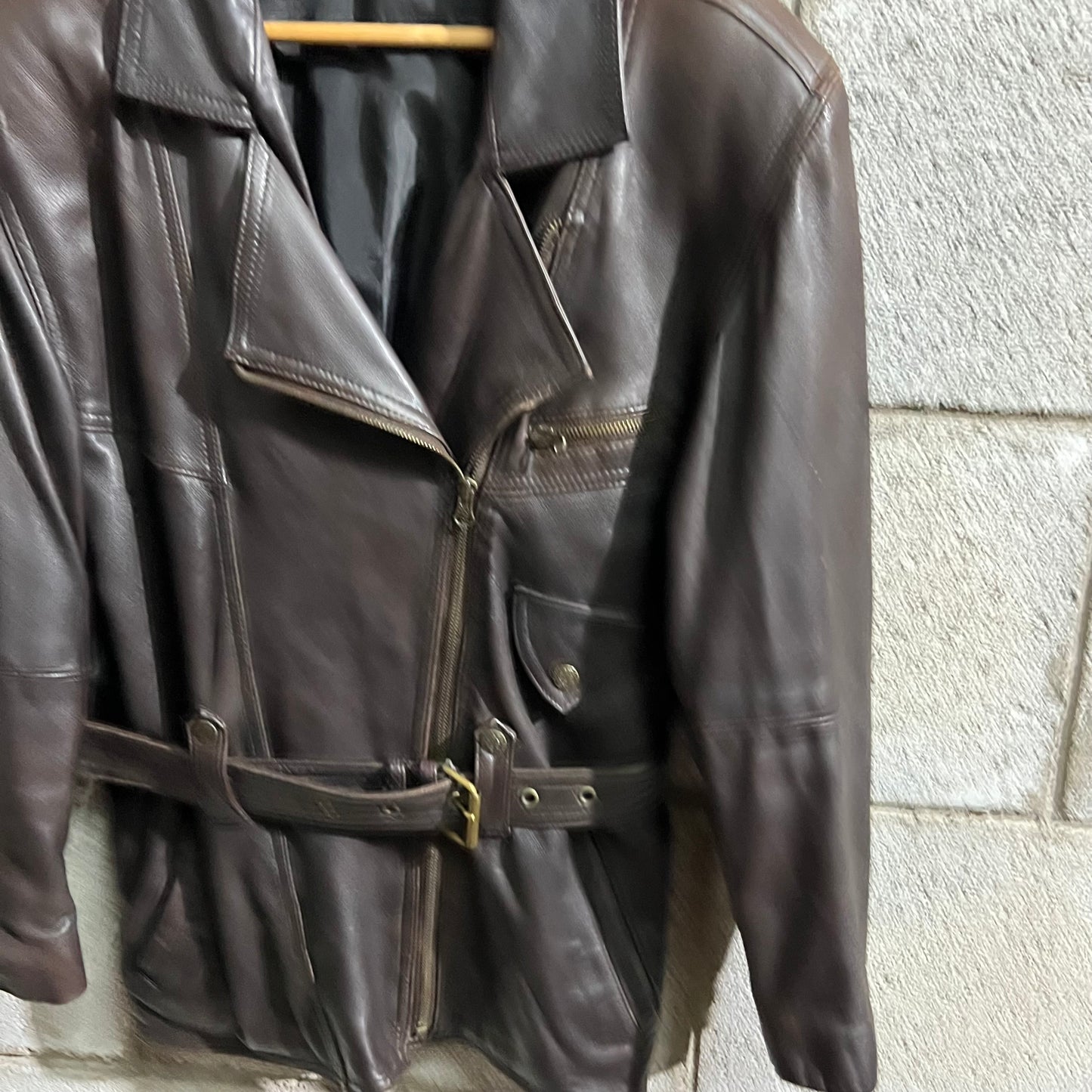 Giacca in pelle marrone M