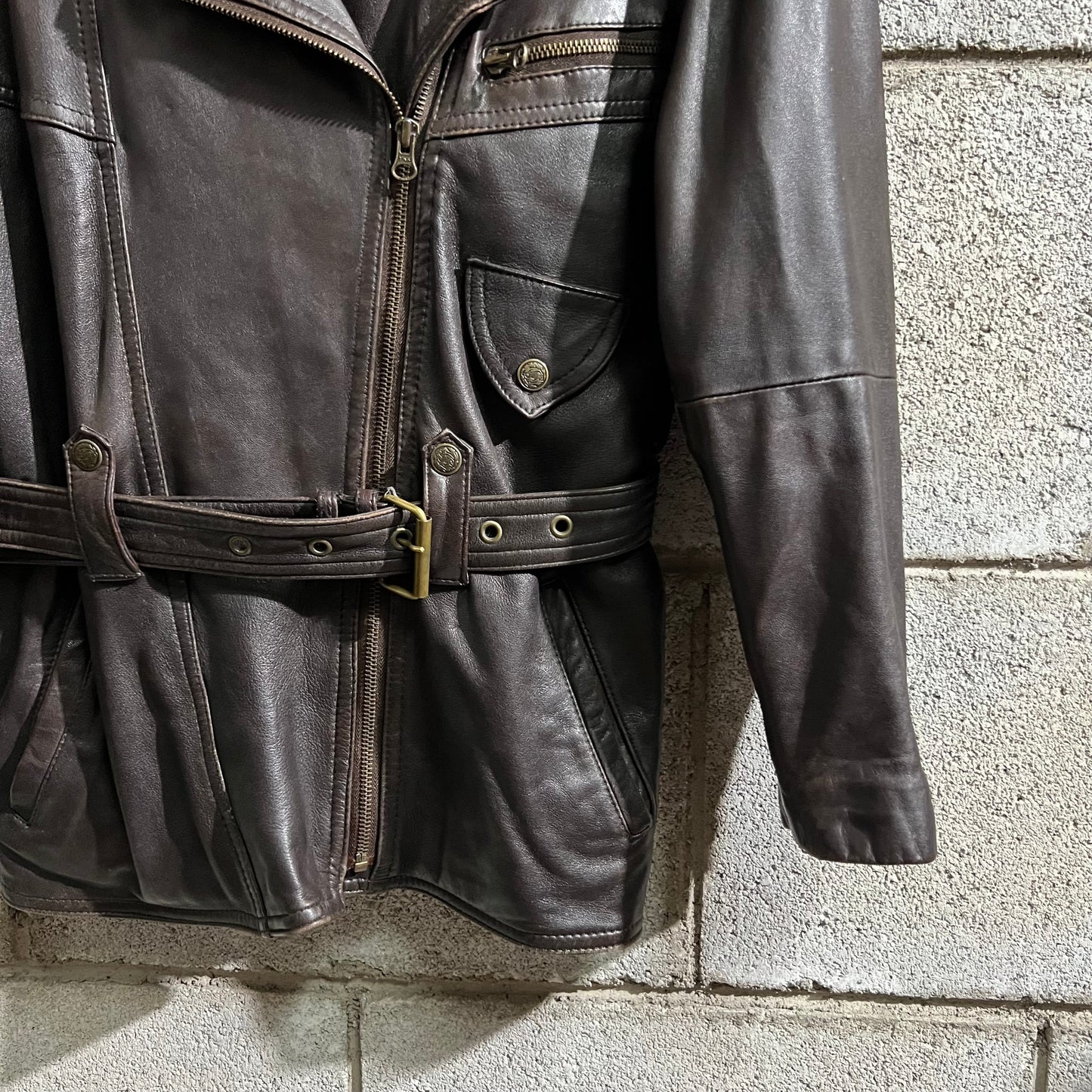 Giacca in pelle marrone M