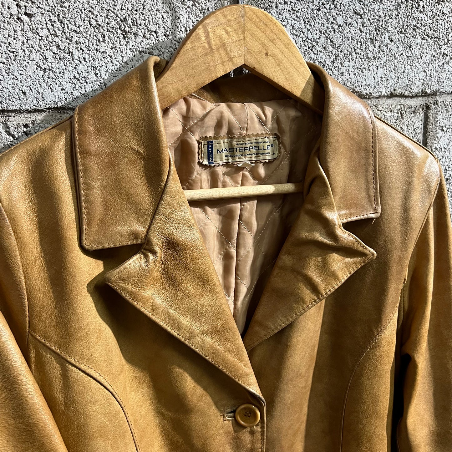 Giacca lunga in pelle Made in Italy 42 XS/S con cintura