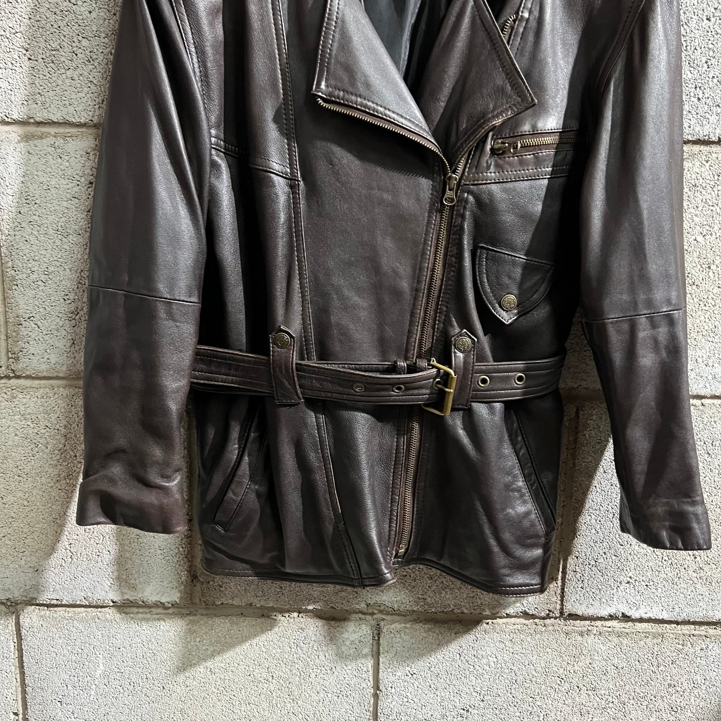 Giacca in pelle marrone M