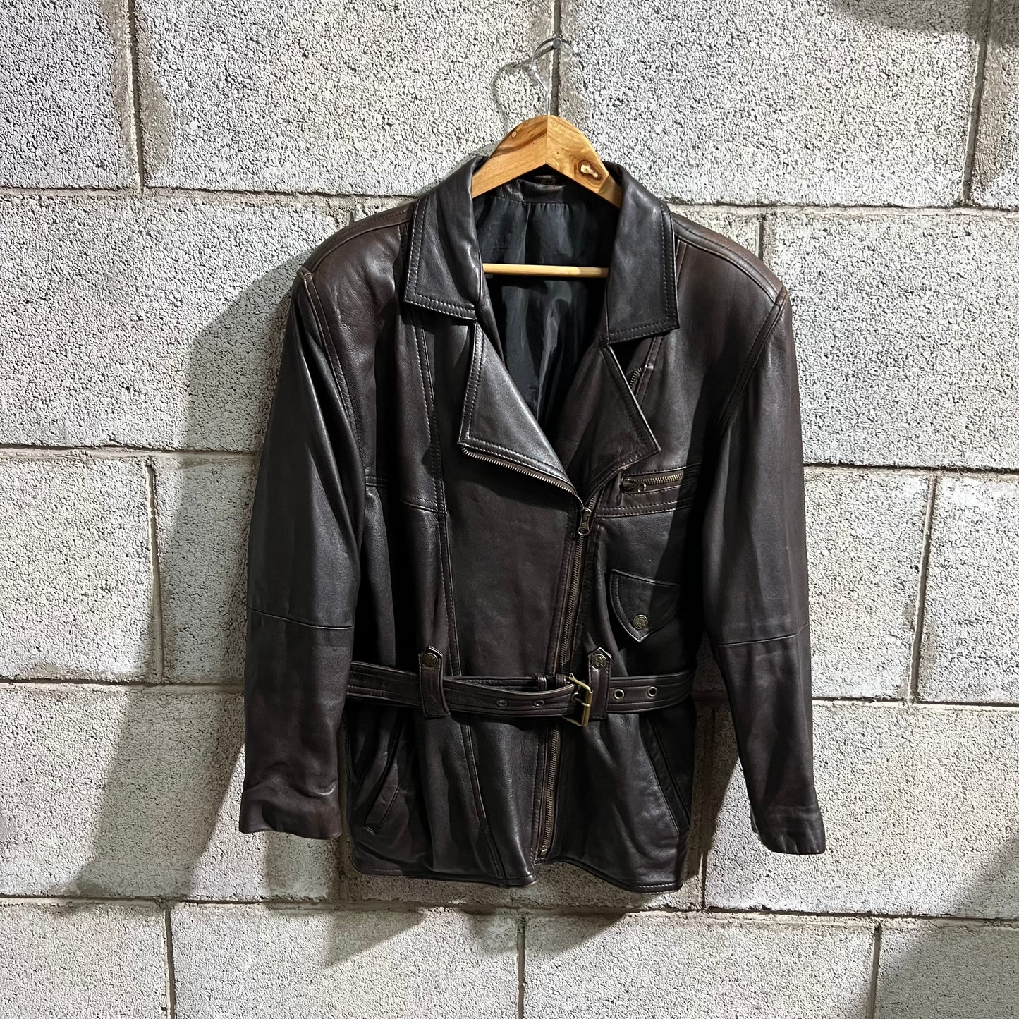 Giacca in pelle marrone M
