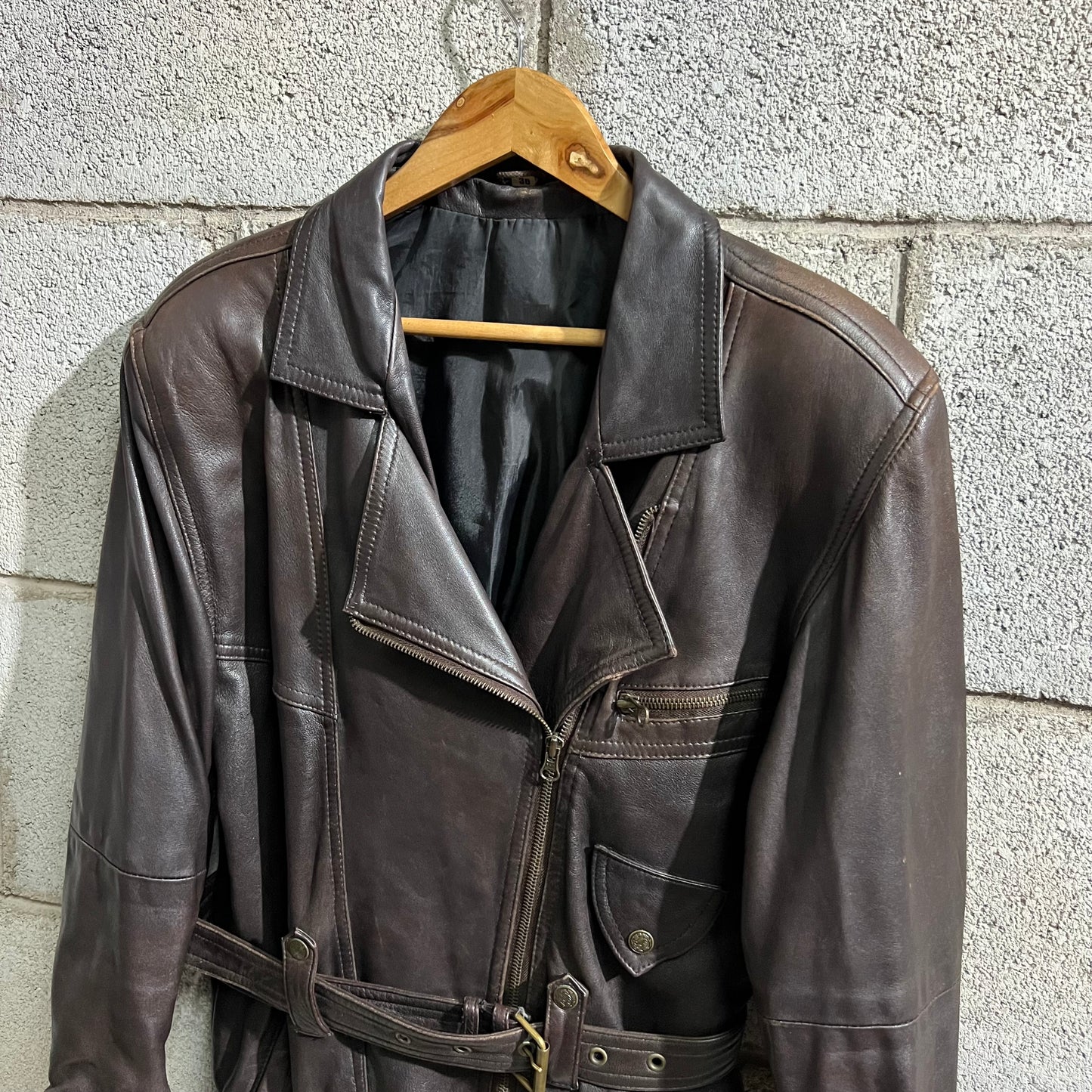 Giacca in pelle marrone M