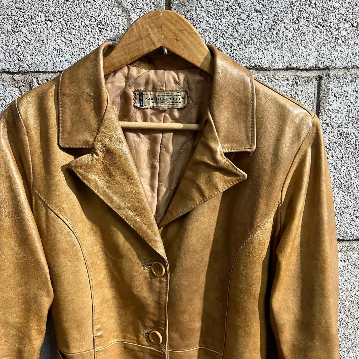 Giacca lunga in pelle Made in Italy 42 XS/S con cintura