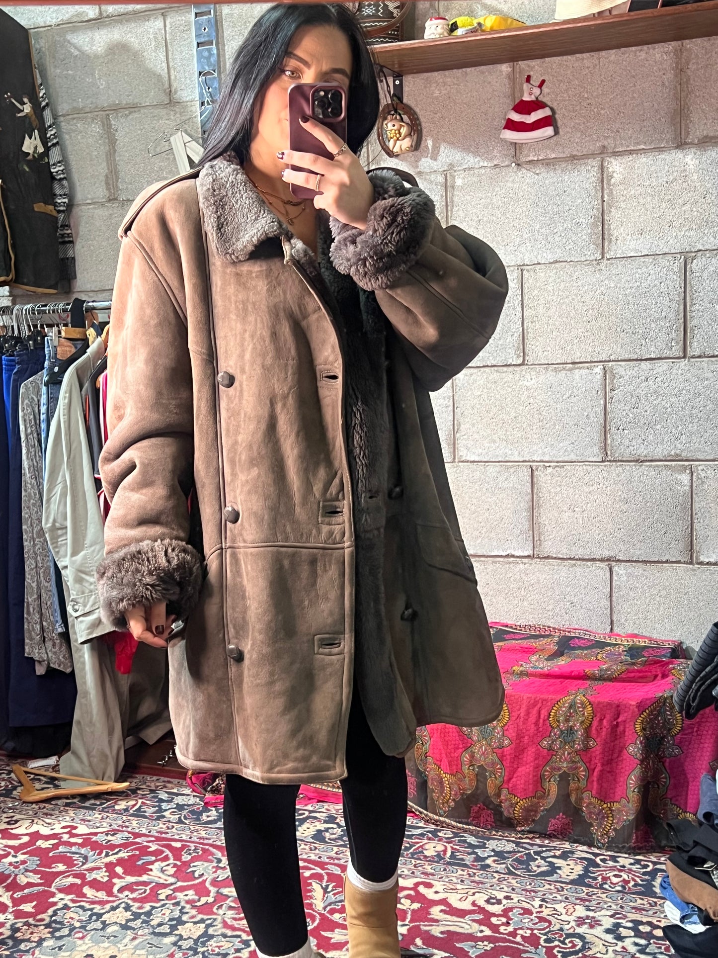 Shearling marrone scuro 52 L/XL