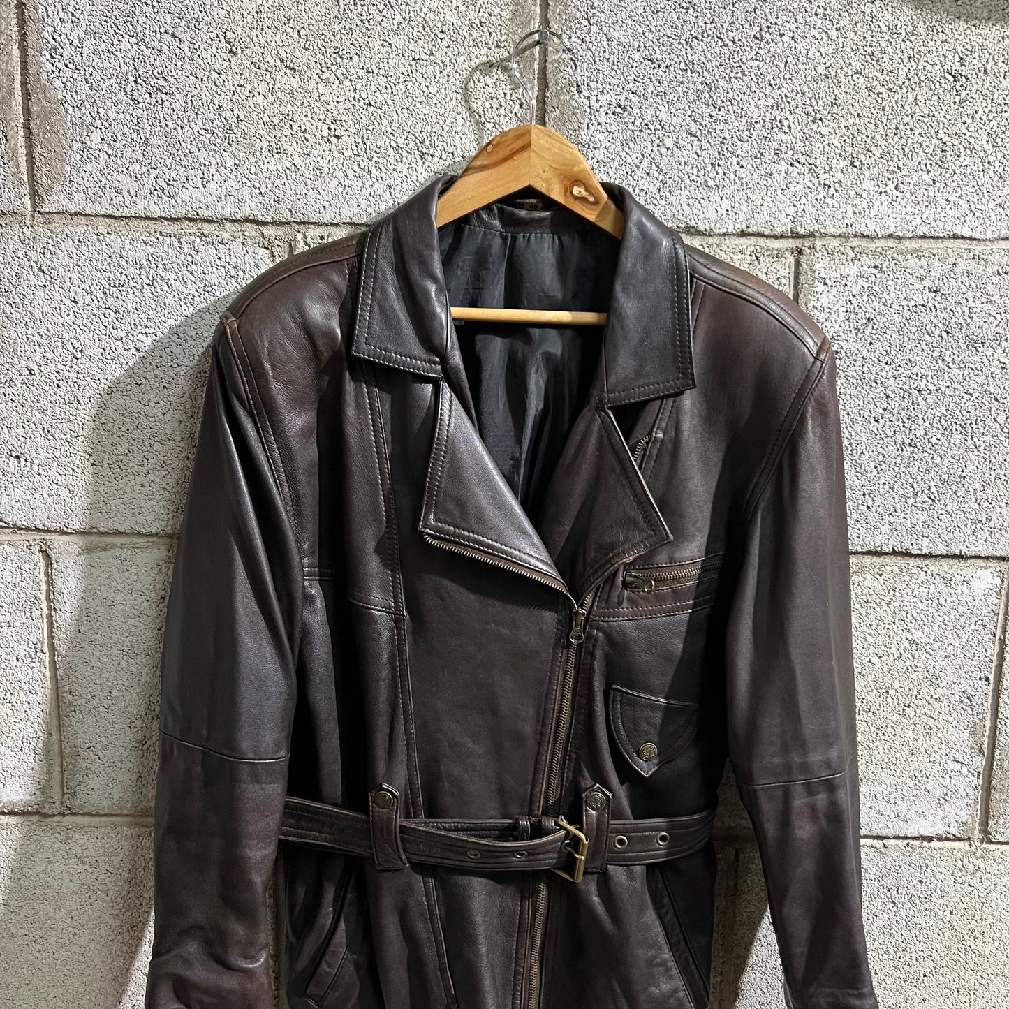 Giacca in pelle marrone M