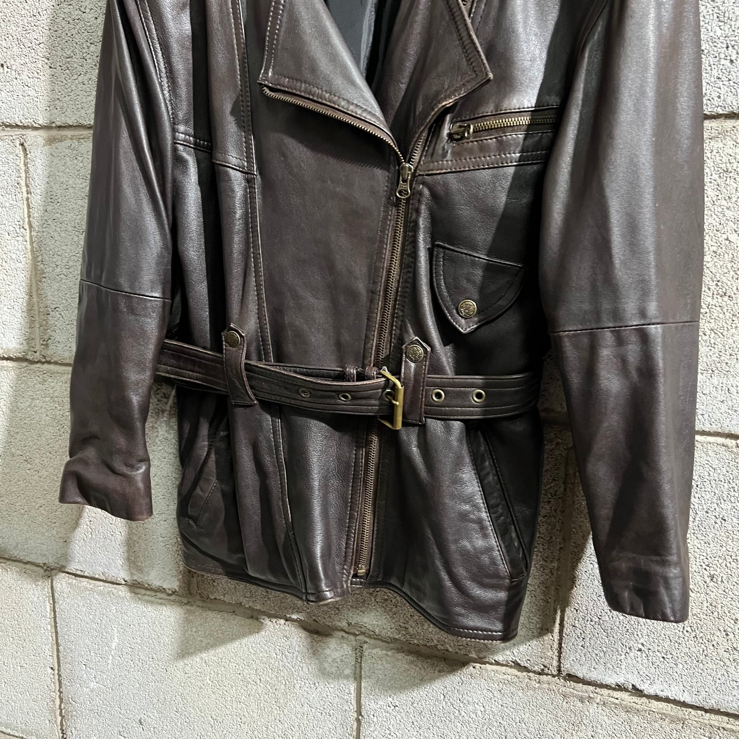 Giacca in pelle marrone M