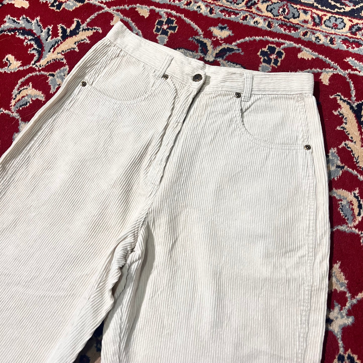 Pantaloni costine panna 44