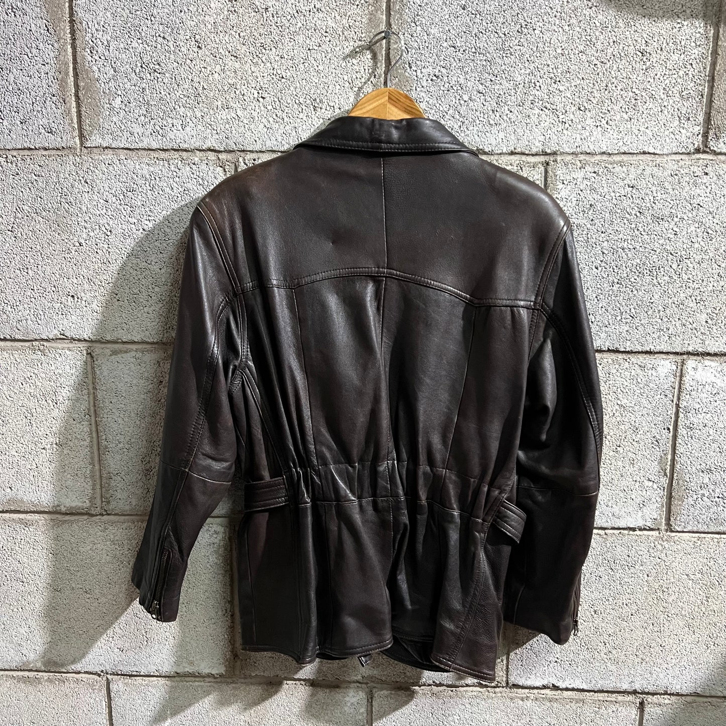 Giacca in pelle marrone M