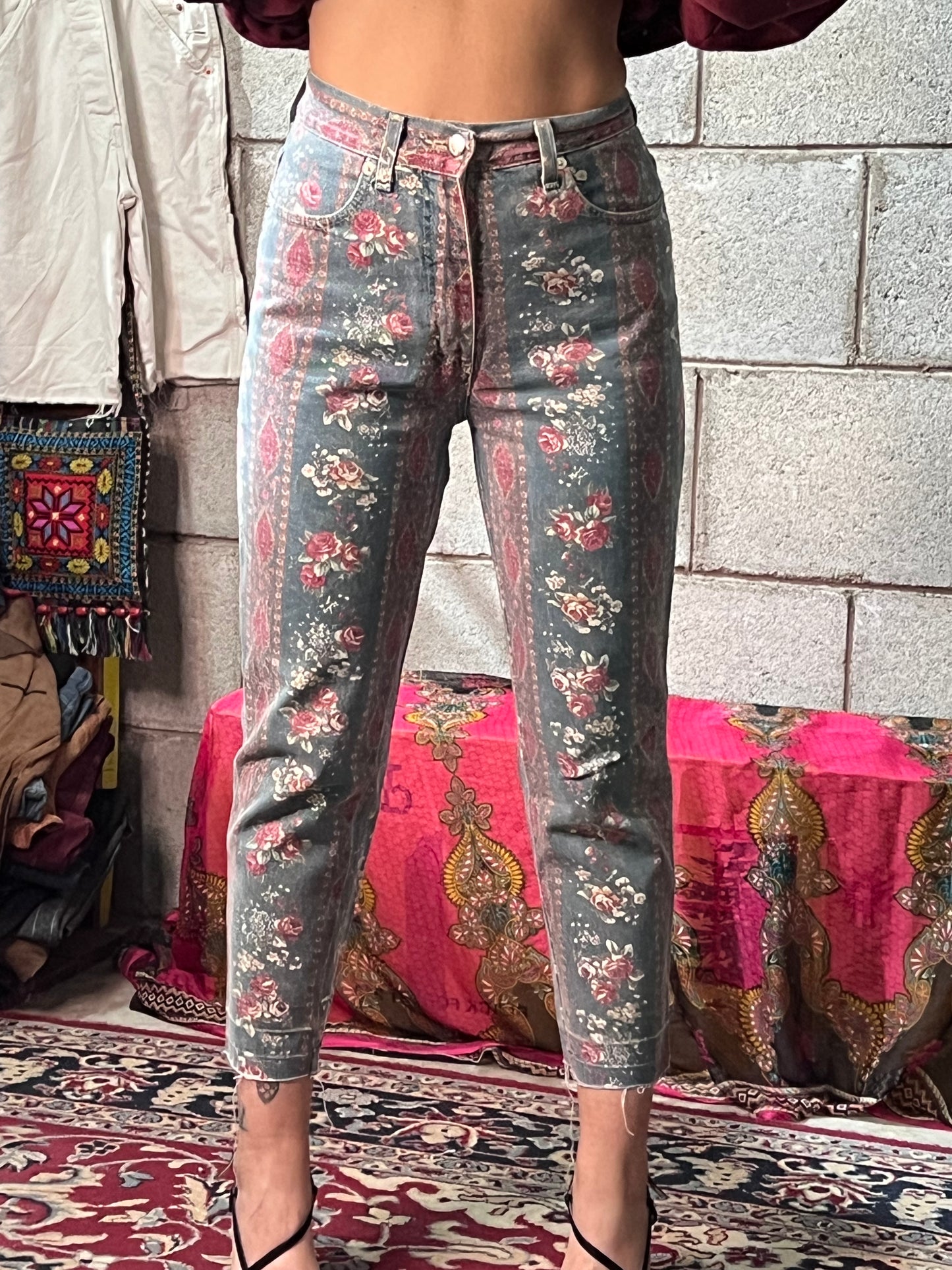 Jeans vintage floreali 40